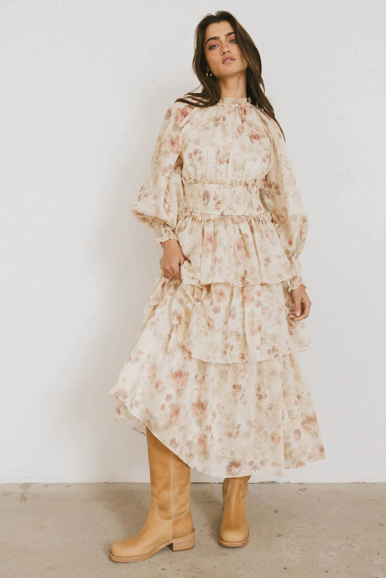 Tiered skirt dress in multi color