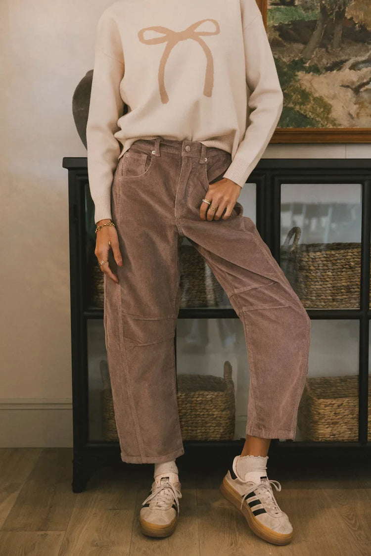 Two hand pockets pants in mauve