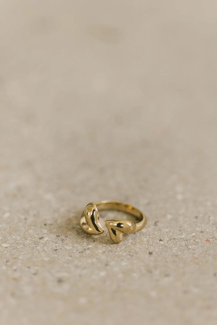 Double heart gold ring