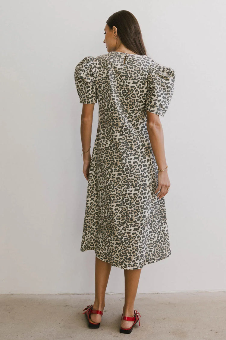 Denim leopard print dress