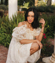Off shoulder dress in ivory