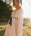 Front tie dress in blush