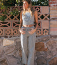 Striped denim pants