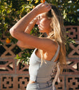 Two straps shoulder top in denim