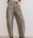 washed grey denim barrel jeans