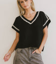 crochet detail v neck vest