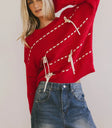 Long sleeves sweater in red