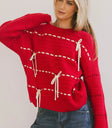 Round neck sweater in red
