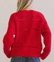 Plain back color sweater in red