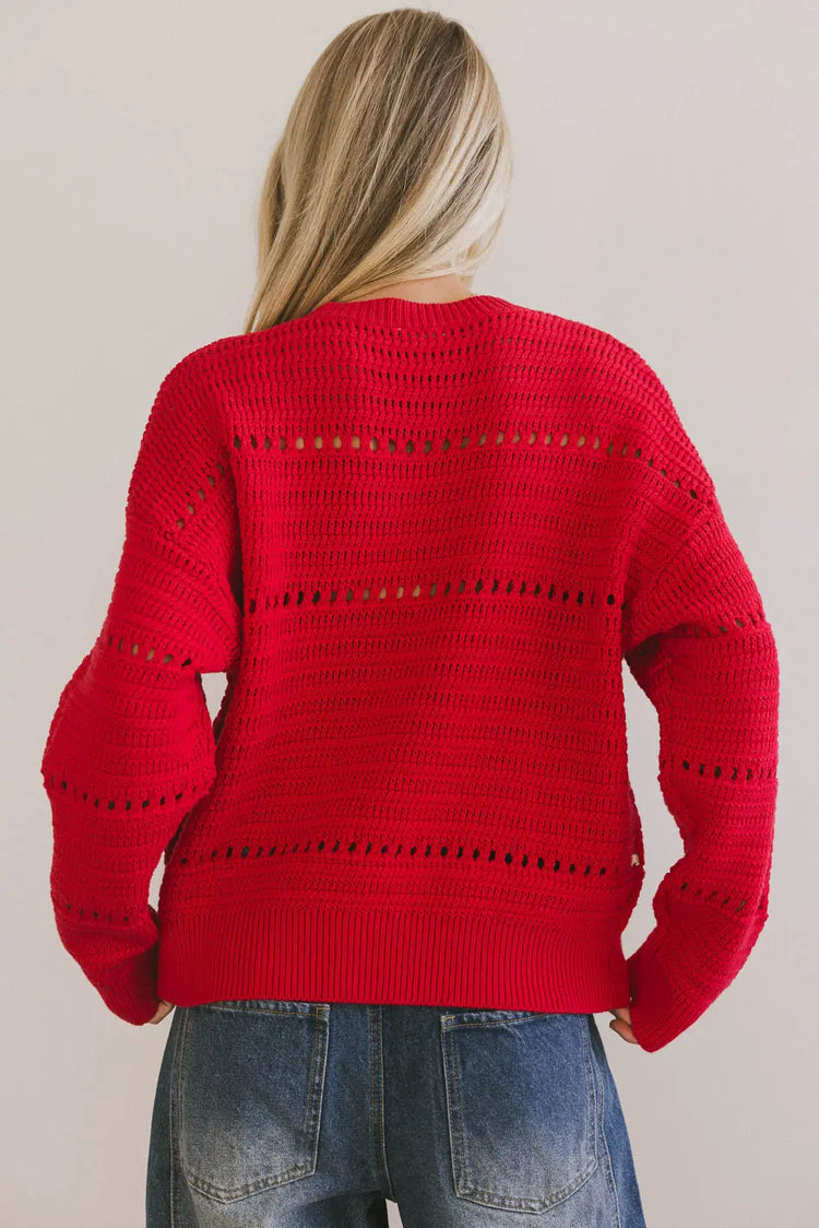 Plain back color sweater in red