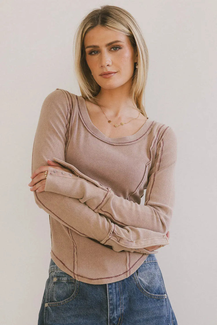 Knit top in mauve