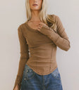 Round neck top in brown