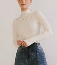 Mock neck top in cream