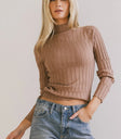 Mock neck top in brown