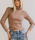 Mock neck top in brown