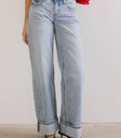Mid rise denim in light wash