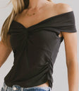 Front ruched top in black