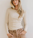 Round neck top in cream