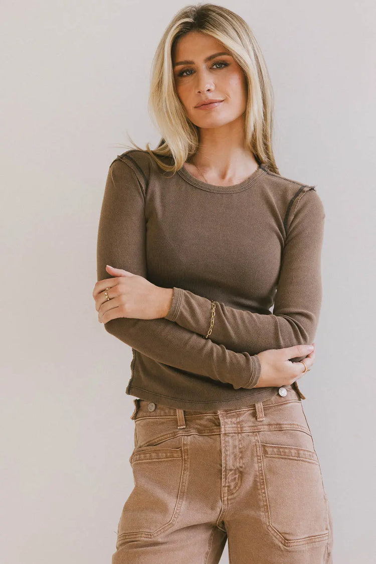 Knit top in charcoal