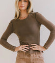 Round neck top in charcoal
