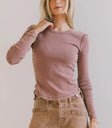 Round neck top in berry