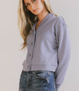 blue button front cardigan