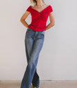 Front ruched top in red