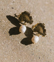 Gold earrings with pearl chain