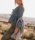 denim blouse with ties