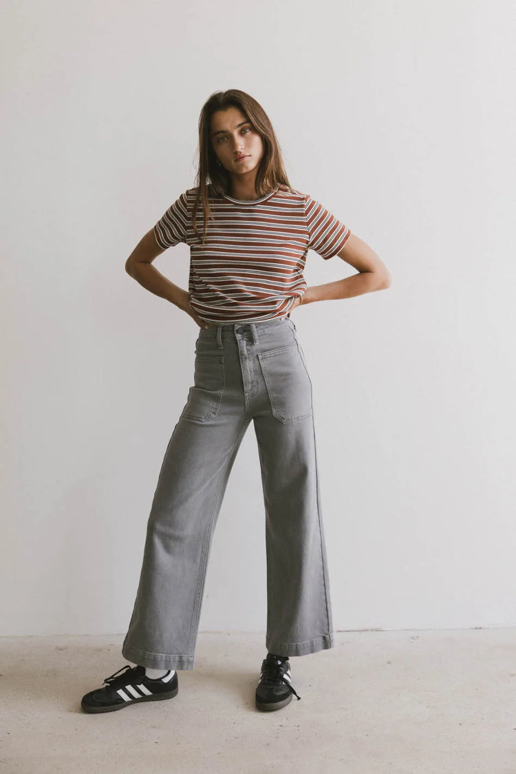 High rise denim in grey