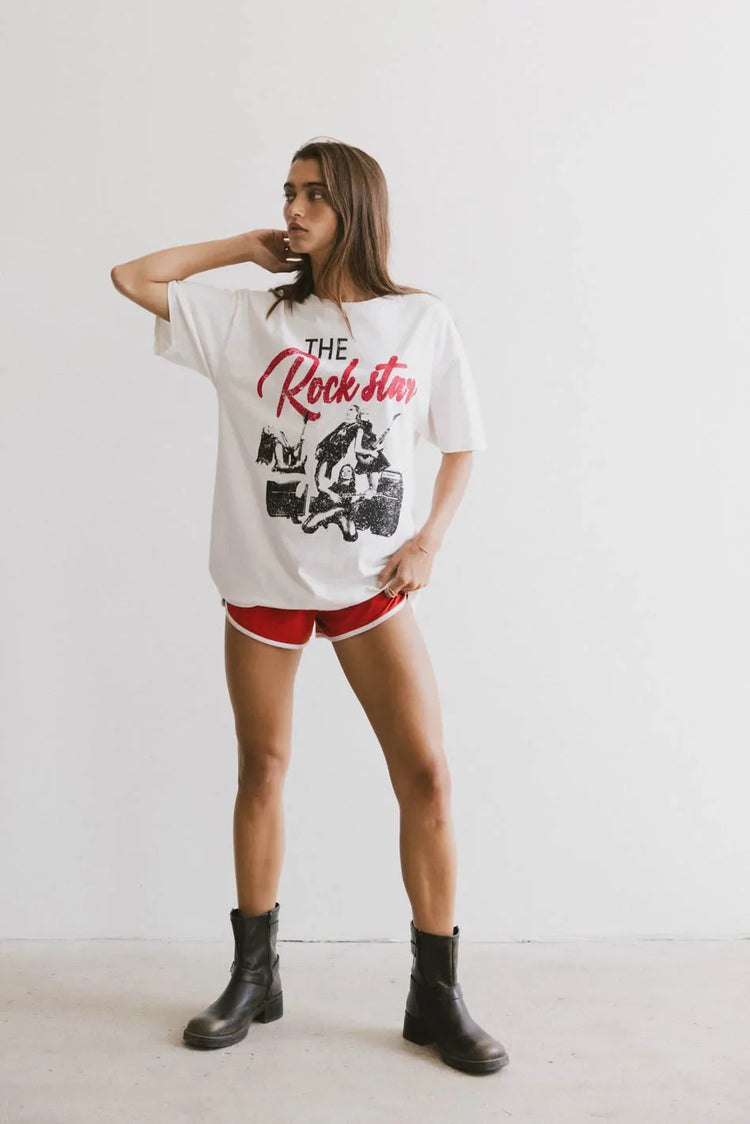 Short sleeves graphic tee in white