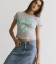 Round neck tee in grey