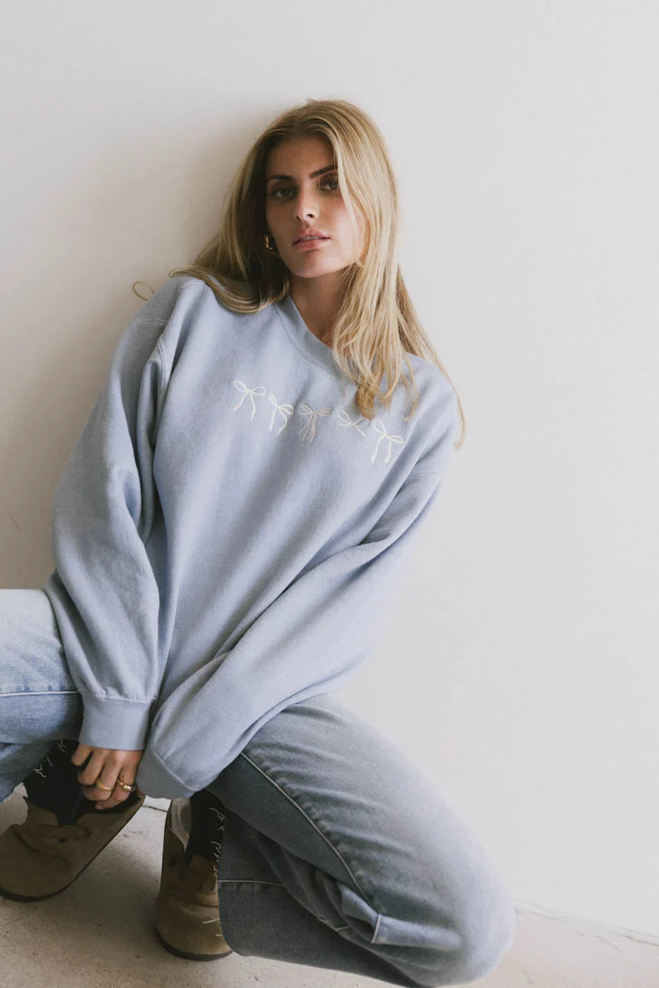 Knit sweater in blue