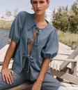 Round neck top in denim