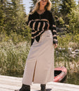long sleeve striped sweater with buttons