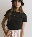 Round neck top in black