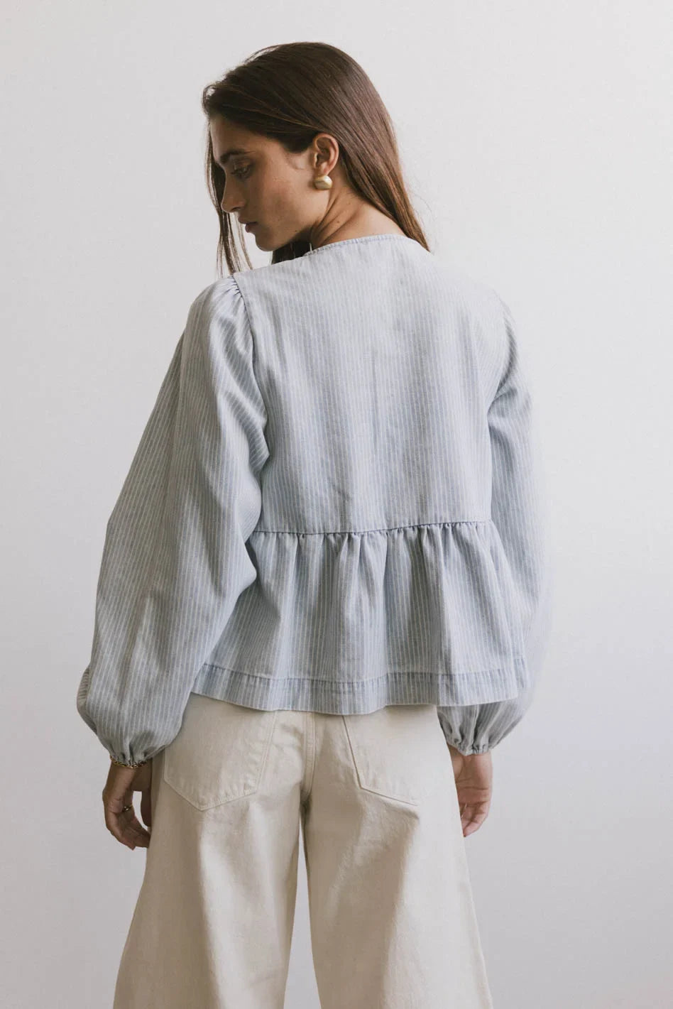 Striped top in light wash