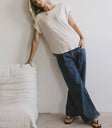Round neck top in cream