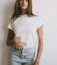 Mock neck basic top in white