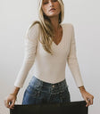 Long sleeves basic top in cream