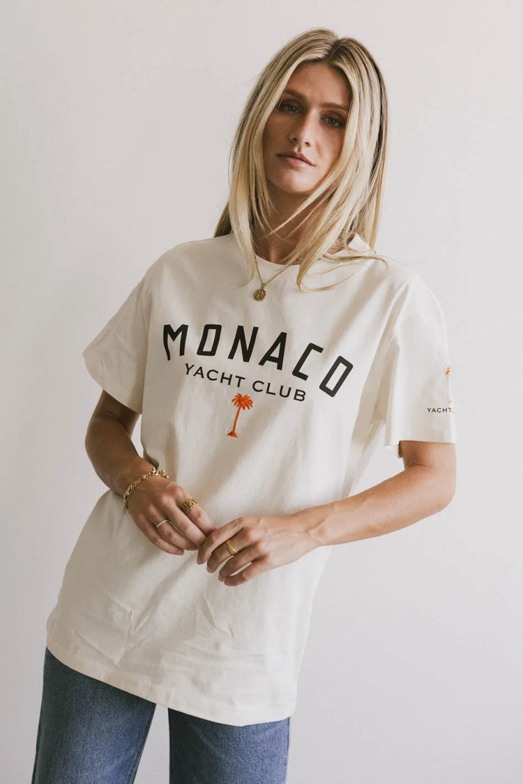 Round neck top in cream