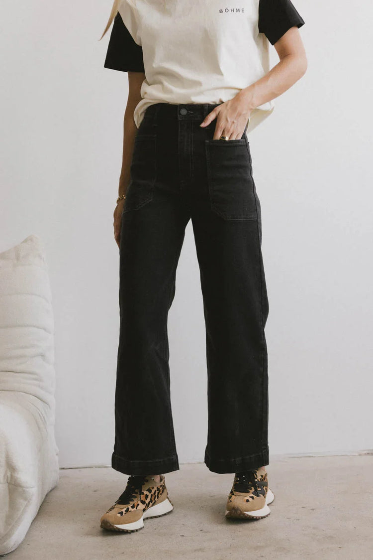 Two hand pockets denim in black