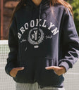 Two hand pockets navy blue hoodie