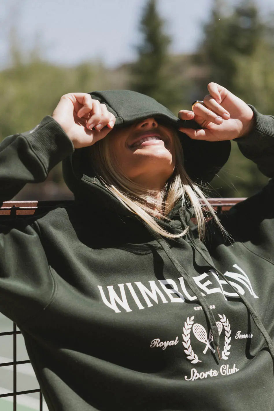 Graphic hoodie in hunter green