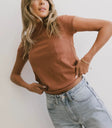 Mock neck top in rust