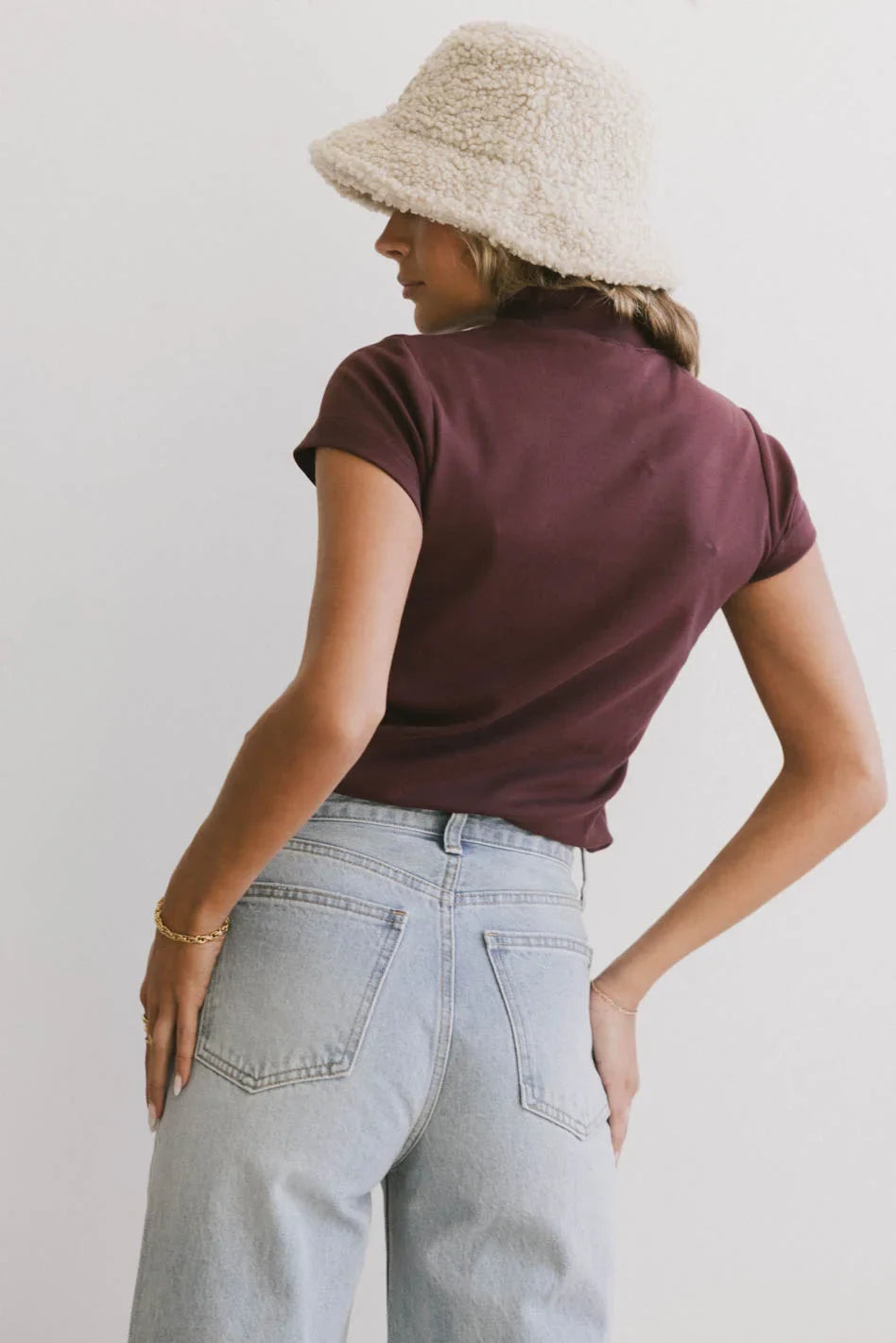 Plain color top in wine