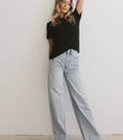 Wide leg straight pants