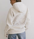 Embroidered back hoodie in taupe