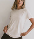 Round neck top in natural color