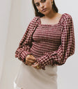 Square neck top in wine